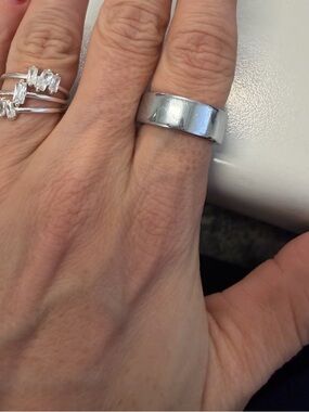 Oura Polished Sterling Wide Band Ring - Silver